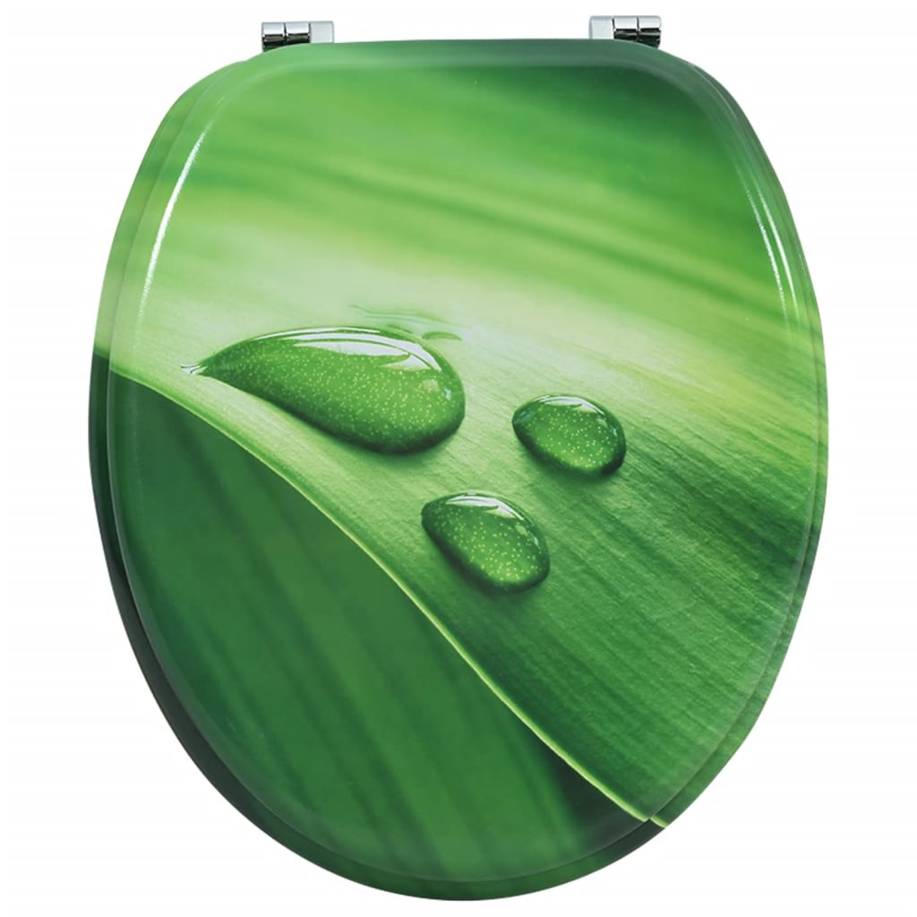 vidaXL Toalettsits med lock MDF grön vattendroppar