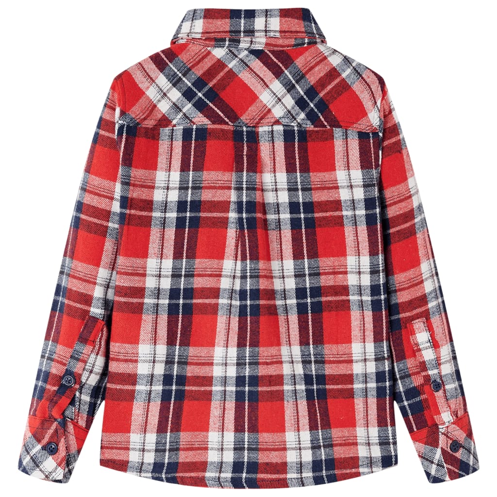 Flanellskjorta för barn röd och marinblå 92