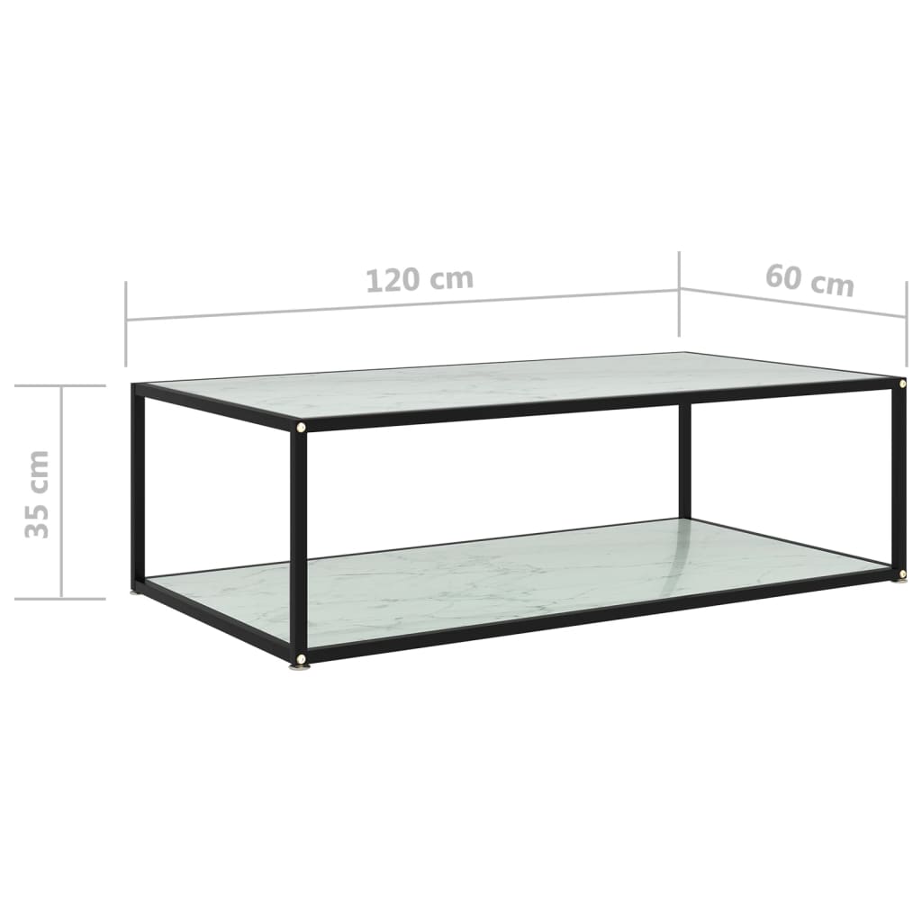 vidaXL Soffbord vit 120x60x35 cm härdat glas