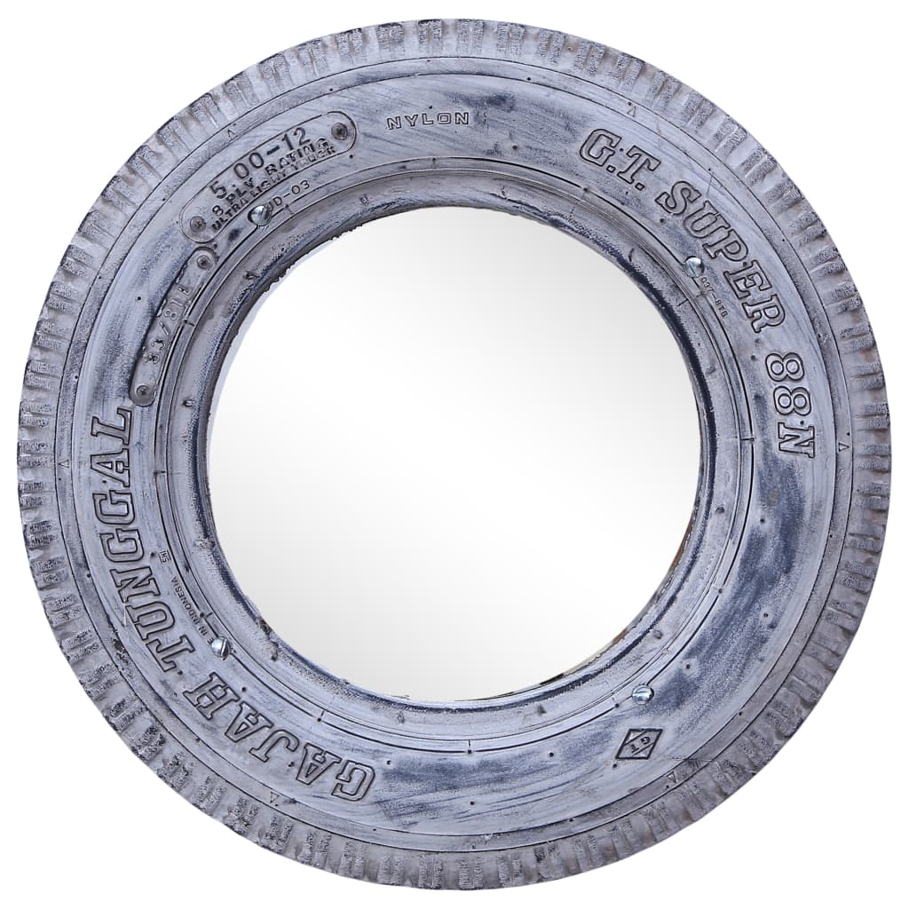 vidaXL Spegel vit 50 cm återvunnet gummidäck