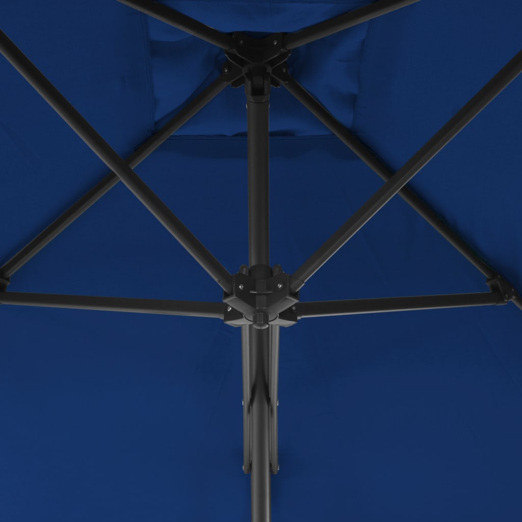 vidaXL Trädgårdsparasoll med stålstång blå 250x250x230 cm