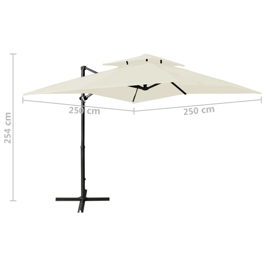 vidaXL Frihängande parasoll med ventilation 250x250 cm sand
