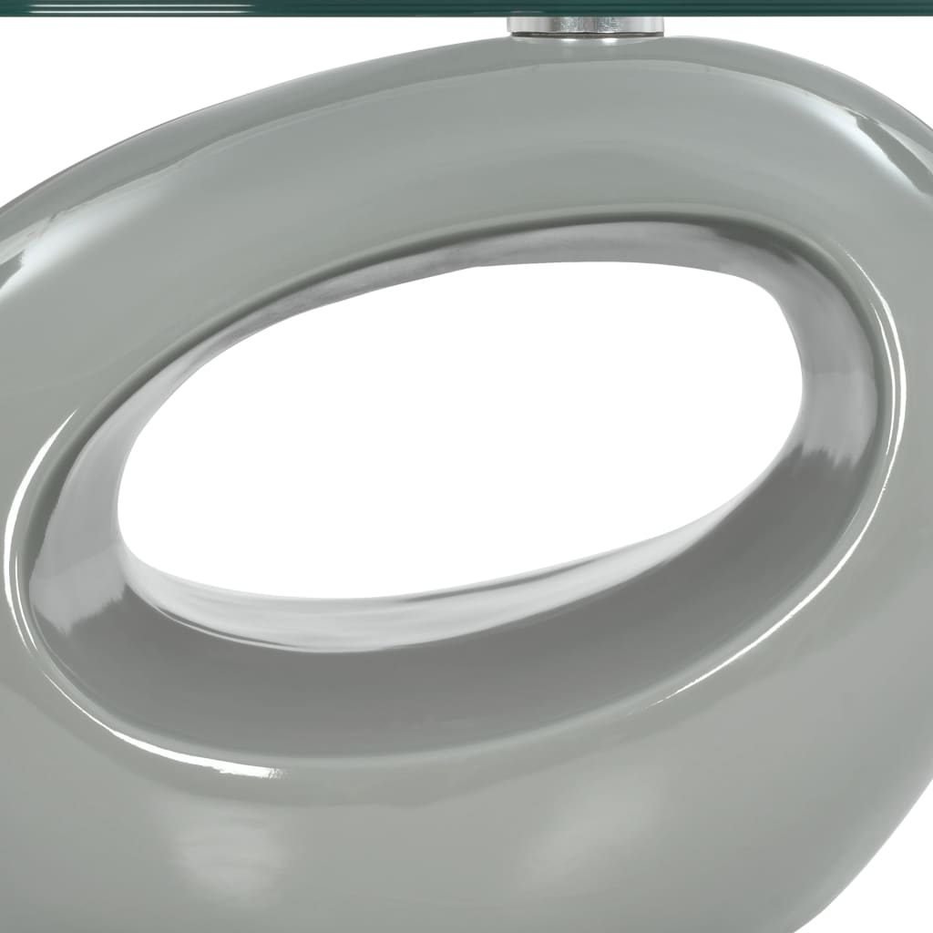 vidaXL Soffbord med oval bordsskiva i glas högglans grå
