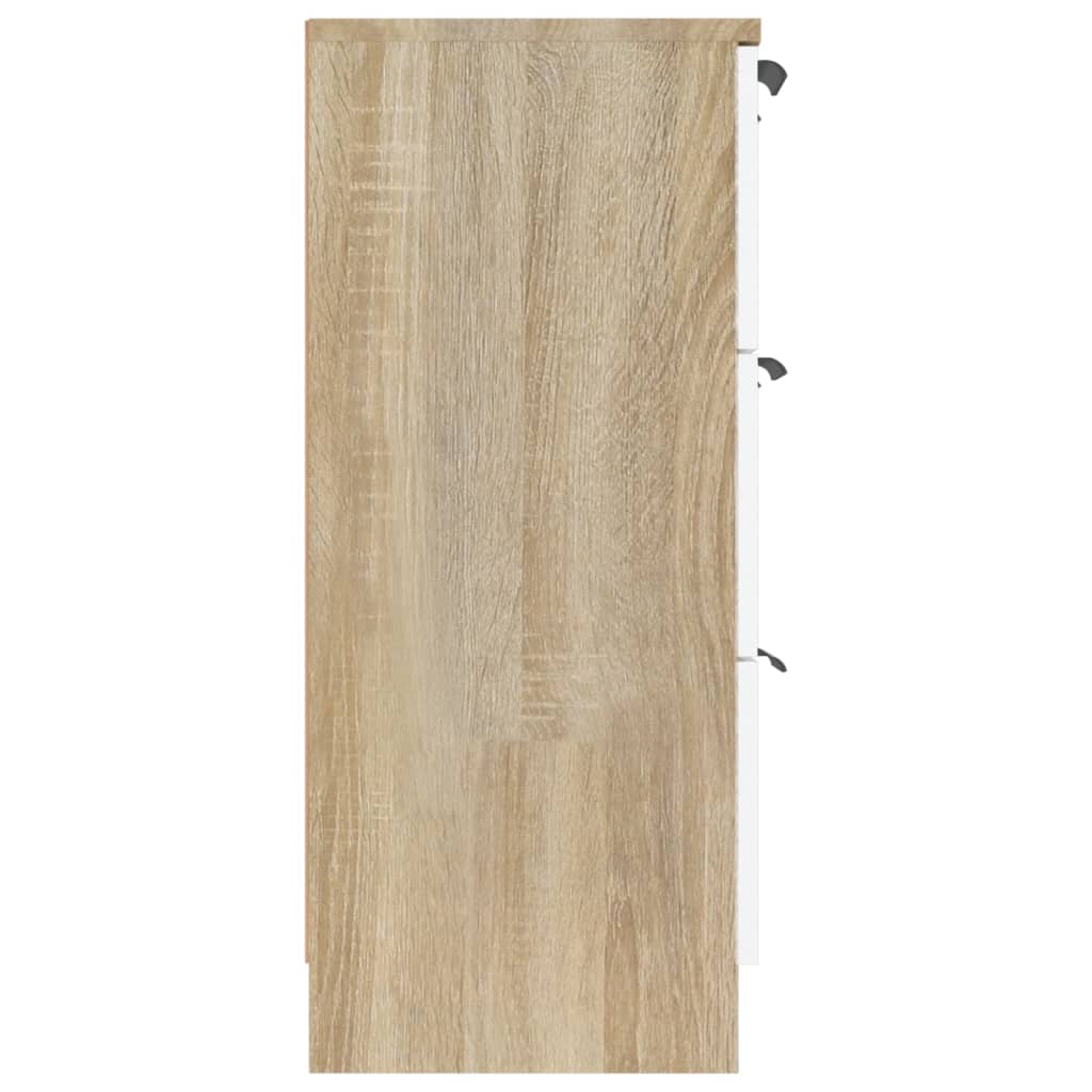 vidaXL Byrå vit och sonoma-ek 60x30x70 cm konstruerat trä