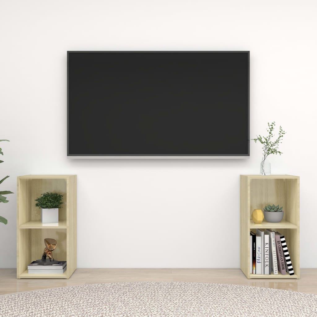 vidaXL TV-skåp 2 st sonoma-ek 72x35x36,5 cm konstruerat trä
