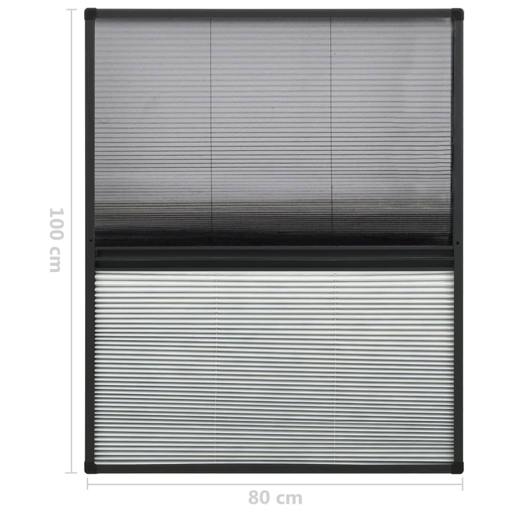 vidaXL Plisserat insektsnät med jalusi för fönster 80x100 cm aluminium