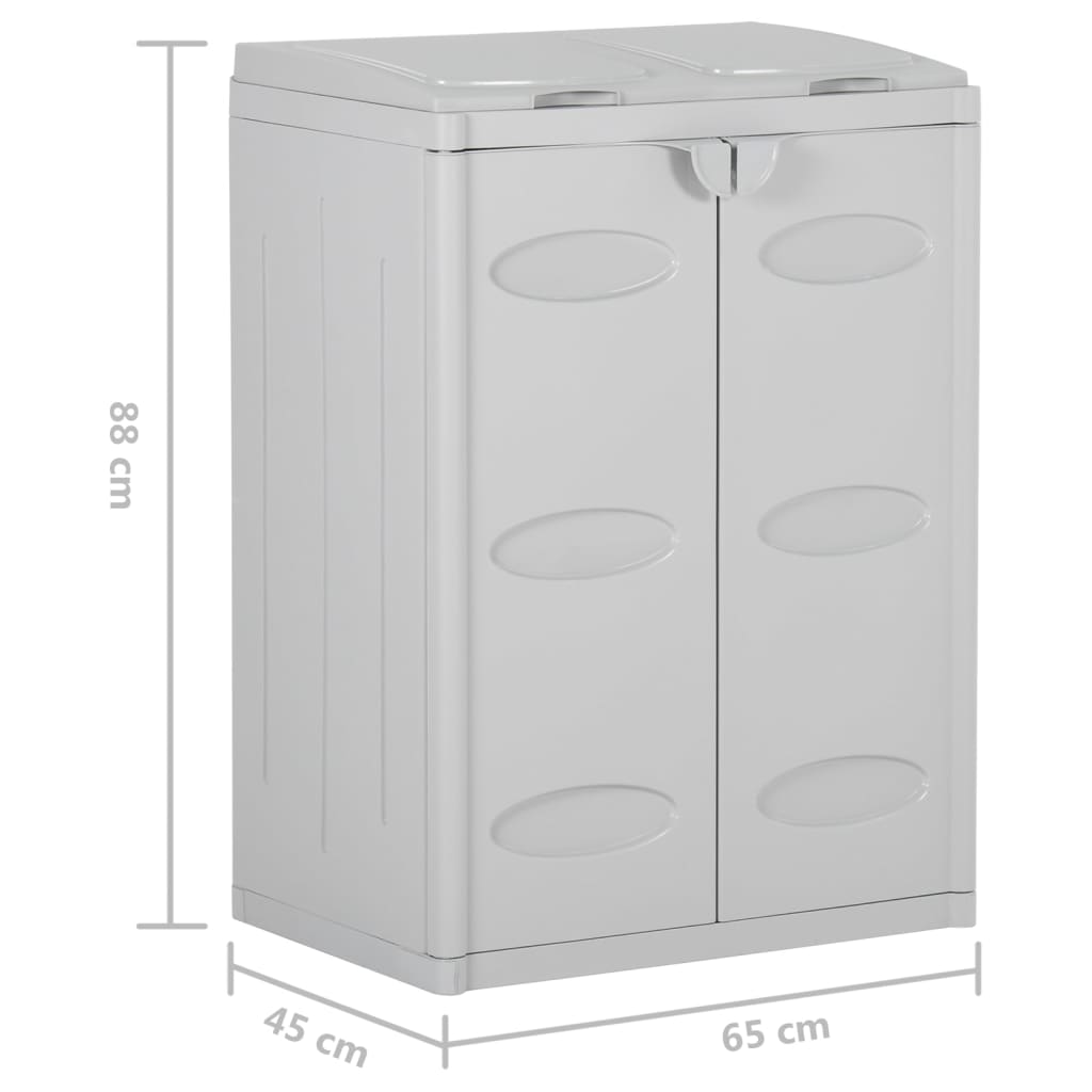 vidaXL Soptunna med 2 dörrar grå 65x45x88 cm PP