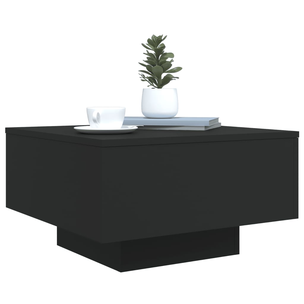 vidaXL Soffbord med LED svart 55x55x31 cm