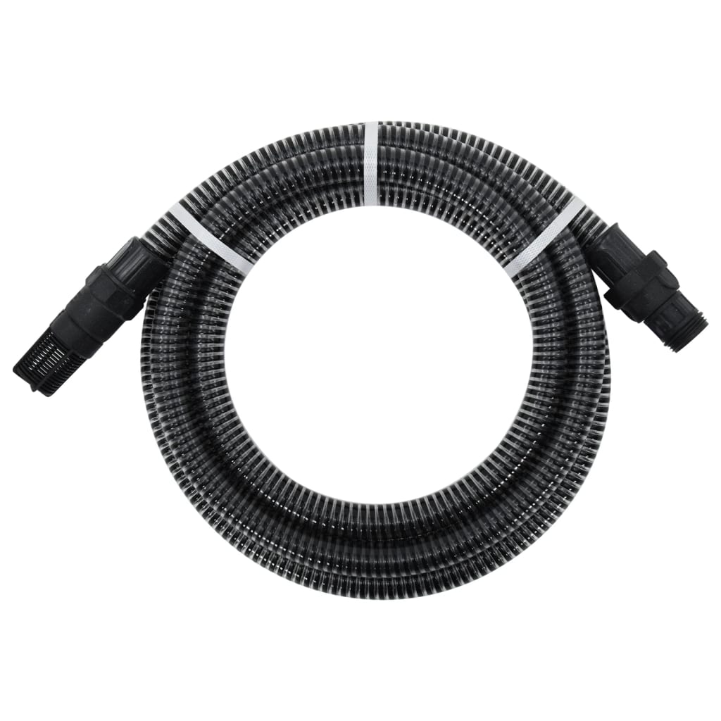 vidaXL Sugslang med kopplingar mässing svart 1" 10 m PVC