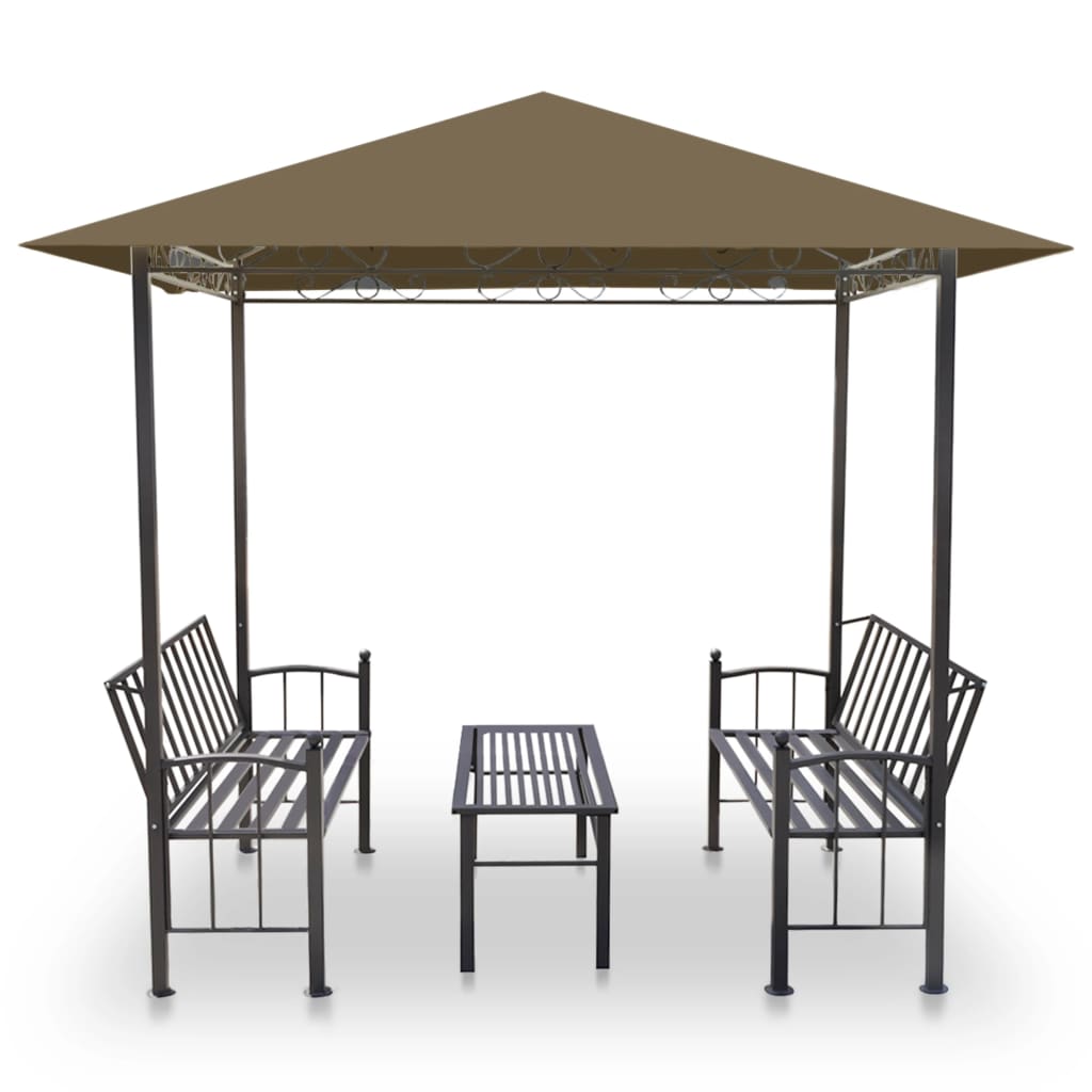 vidaXL Paviljong med bord och bänkar 2,5x1,5x2,4 m taupe 180 g/m²
