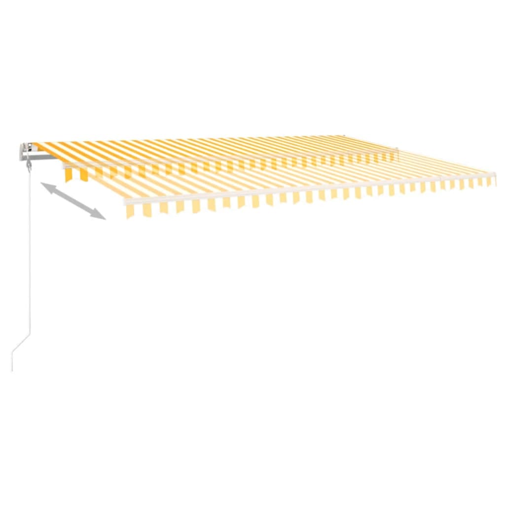 vidaXL Automatisk markis med vindsensor & LED 500x350 cm gul/vit