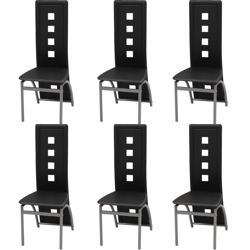 vidaXL Matbord och stolar 7 delar svart
