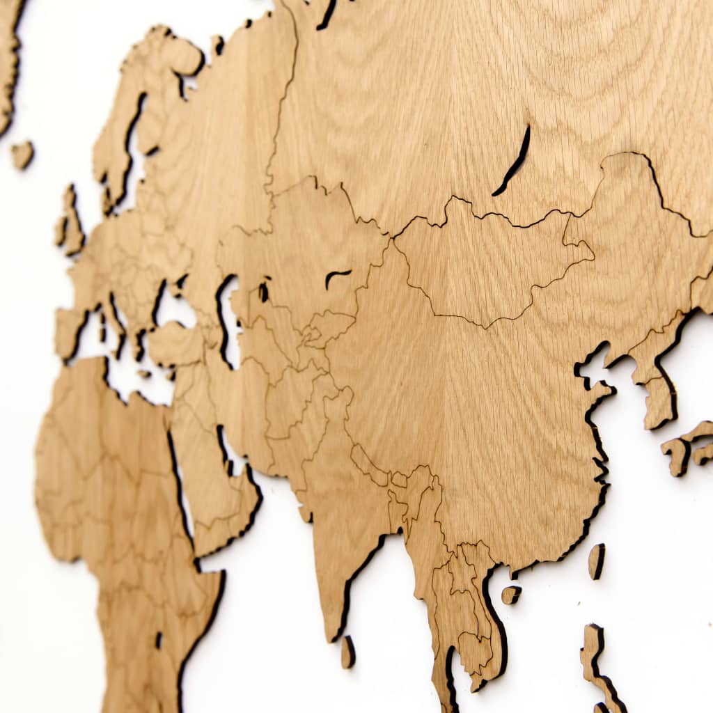 MiMi Innovations Väggdekoration världskarta trä Exclusive ek 130x78 cm