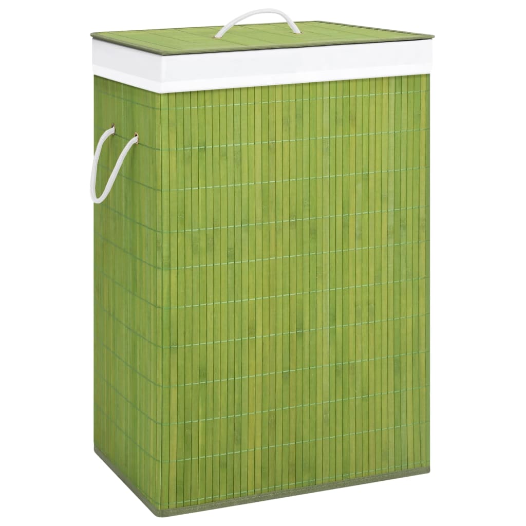 vidaXL Tvättkorg bambu med 1 sektion grön