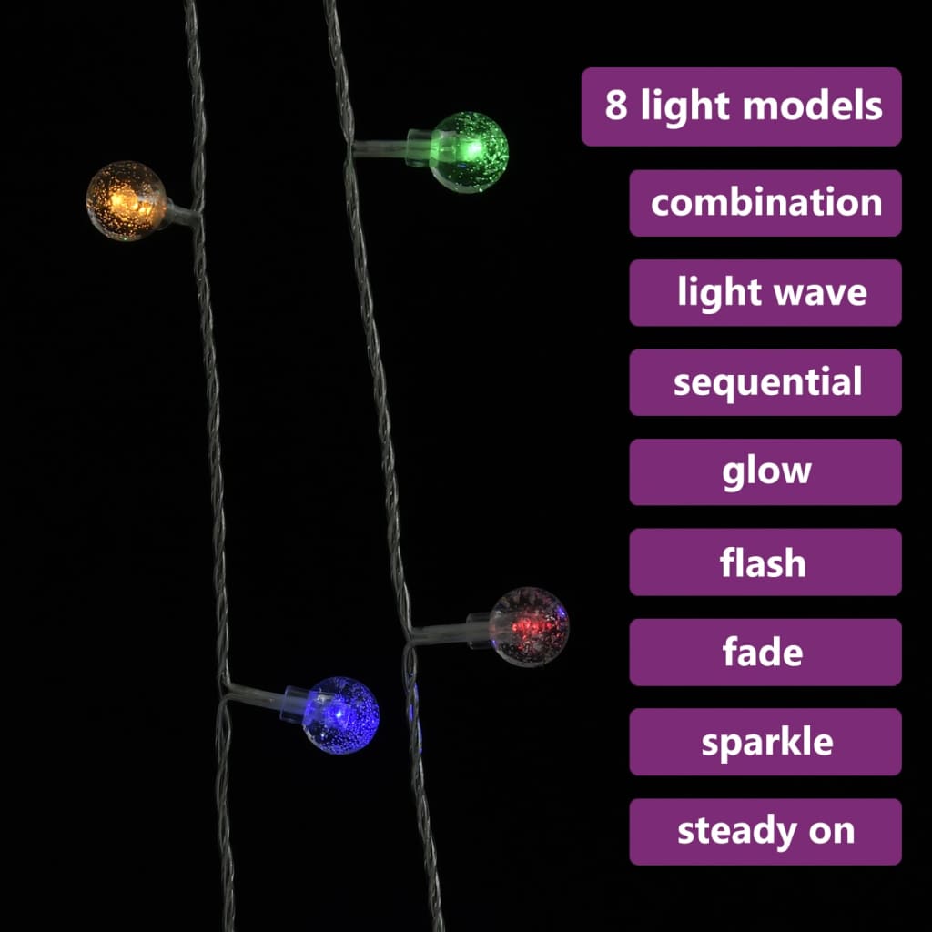 vidaXL Ljusslinga 20 m kulor 200 lysdioder flerfärgad 8 funktioner