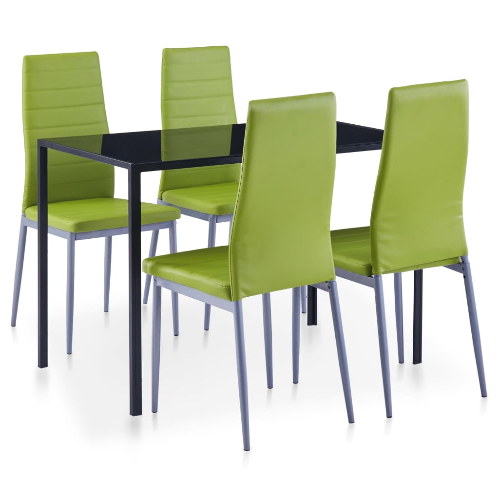 vidaXL Matbord och stolar 5 delar grön