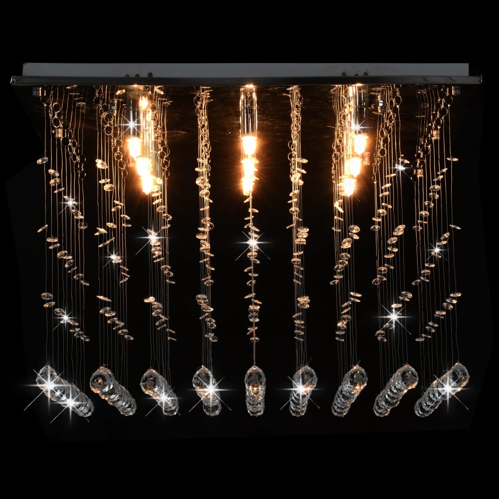 vidaXL Taklampa med kristallpärlor silver kub G9