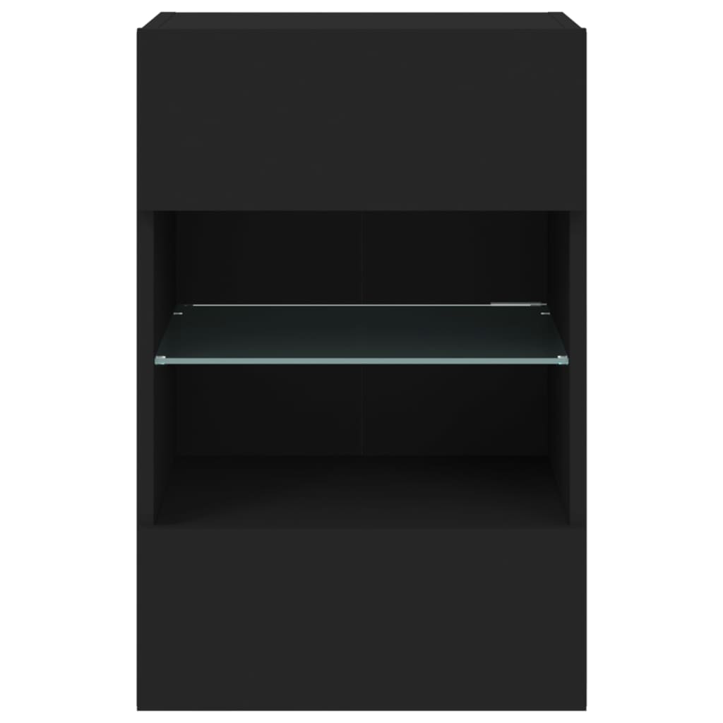vidaXL Väggmonterad tv-bänk LED svart 40x30x60,5 cm