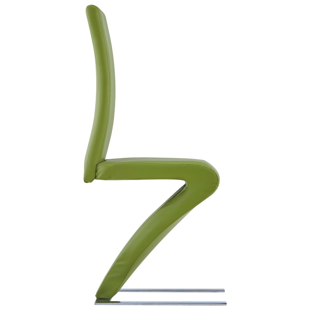 vidaXL Matstolar med sicksack-form 2 st grön konstläder