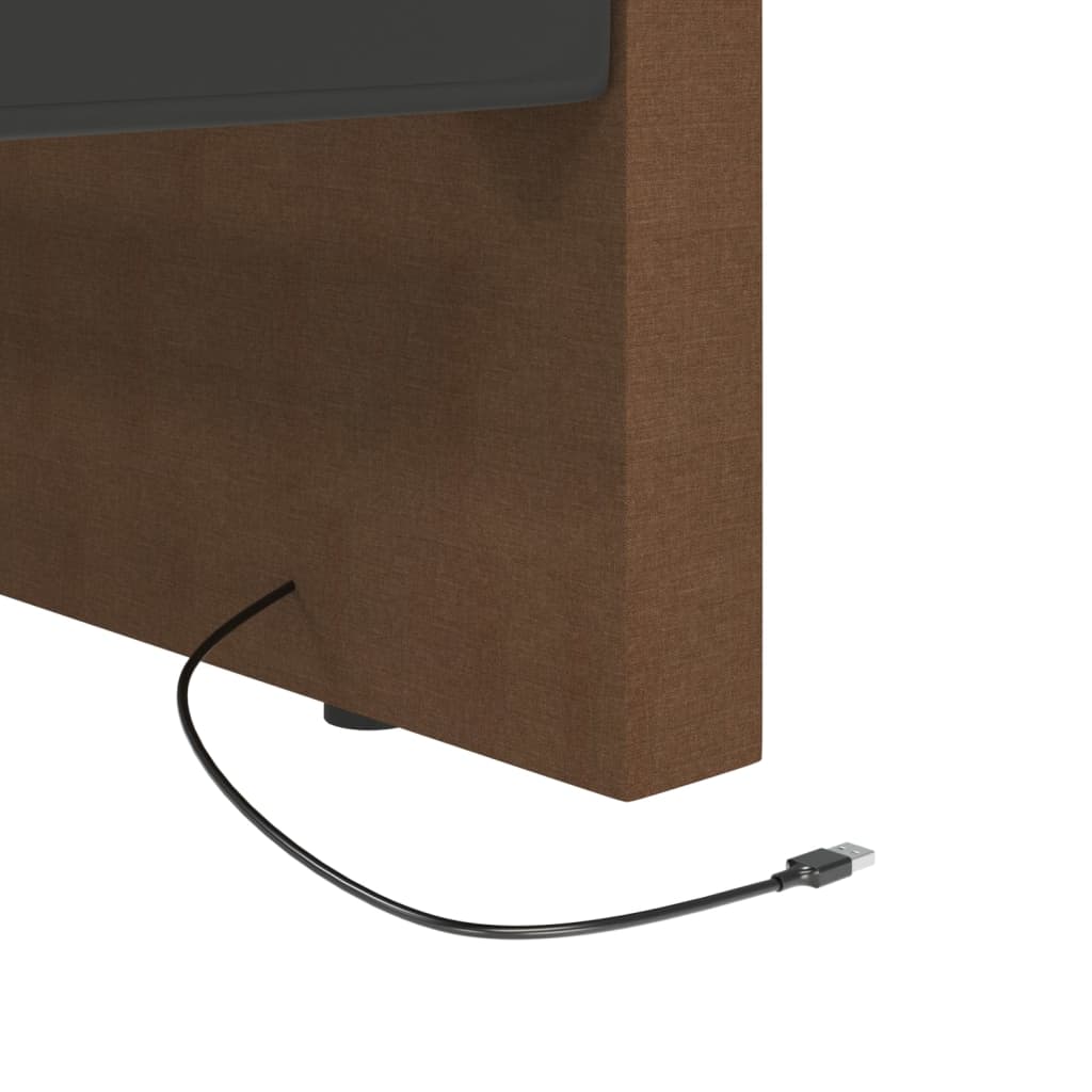 vidaXL Dagbädd med madrass USB mörkbrun tyg 90x200 cm