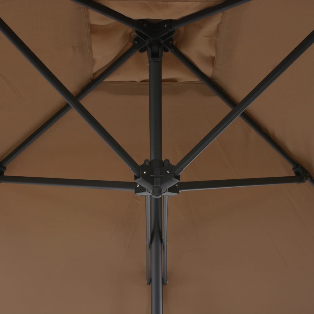vidaXL Trädgårdsparasoll med stålstång 300 cm taupe