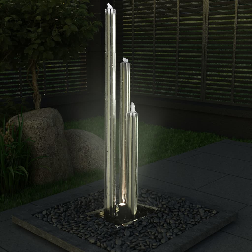 vidaXL Trädgårdsfontän silver 48x34x153 cm rostfritt stål