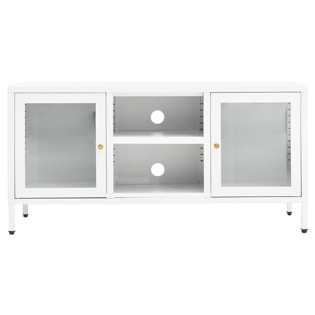 vidaXL TV-bänk vit 105x35x52 cm stål och glas