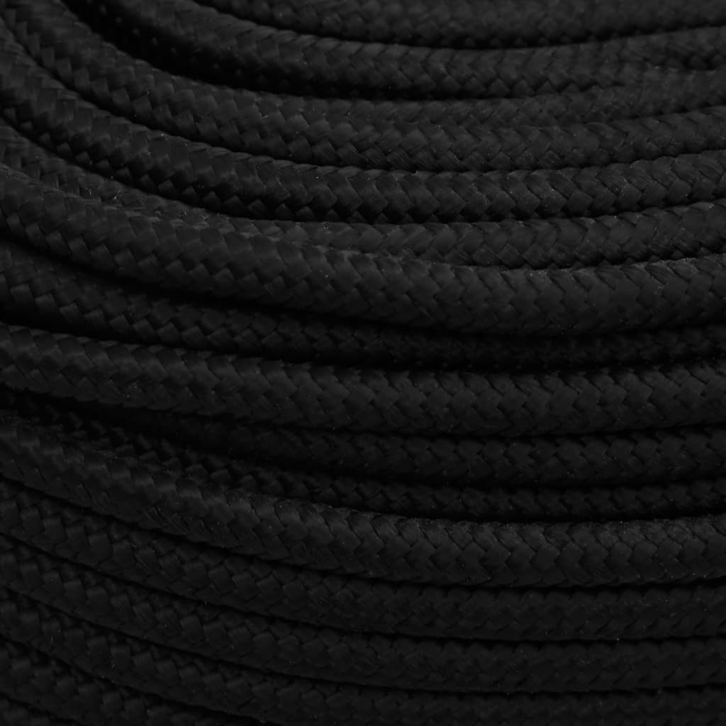 vidaXL Rep svart 8 mm 25 m polyester