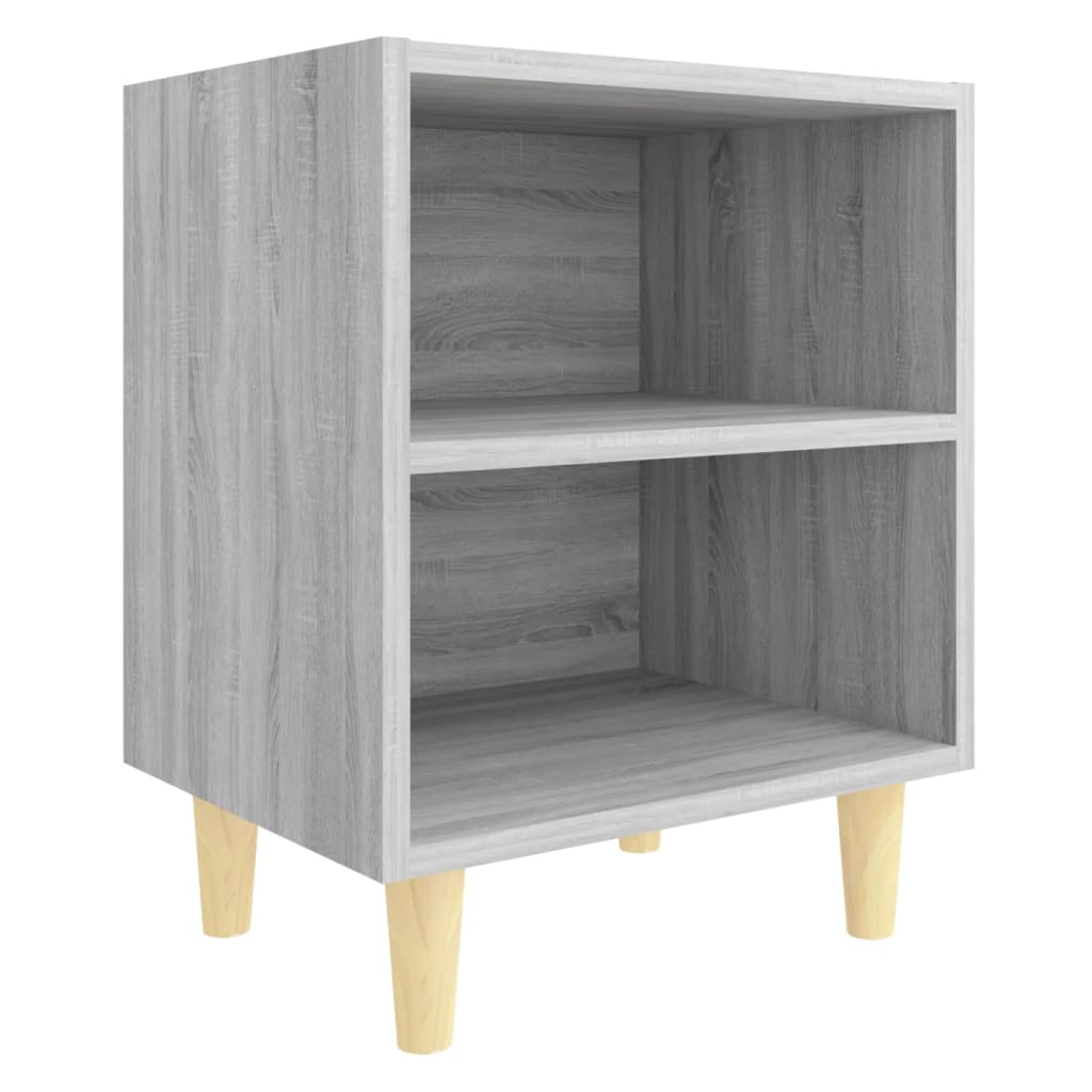 vidaXL Sängbord med ben i massivt trä 2 st grå sonoma 40x30x50 cm