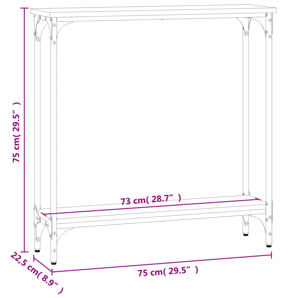vidaXL Avlastningsbord grå sonoma-ek 75x22,5x75 cm konstruerat trä