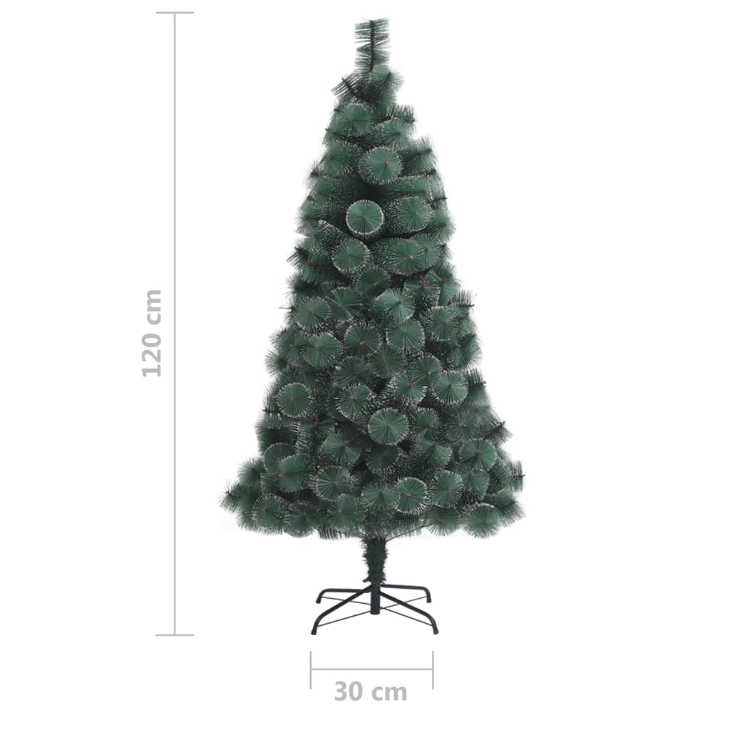 vidaXL Plastgran med LED och julgranskulor grön 120 cm PVC&PE