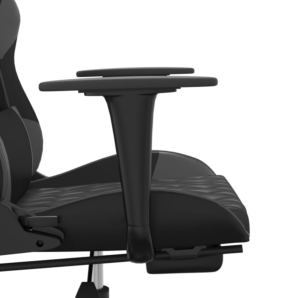 vidaXL Gamingstol med massage och fotstöd svart och grå konstläder