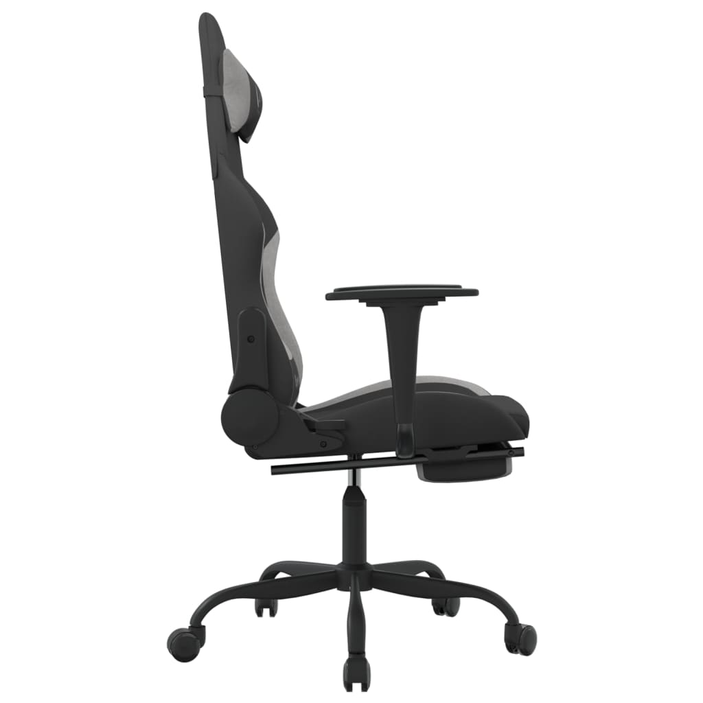 vidaXL Gamingstol med fotstöd svart och ljusgrå tyg