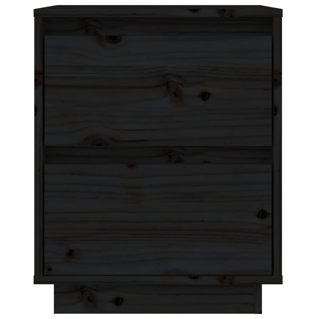 vidaXL Sängbord svart 40x35x50 cm massiv furu