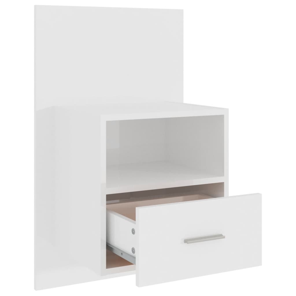 vidaXL Väggmonterade sängbord 2 st vit högglans