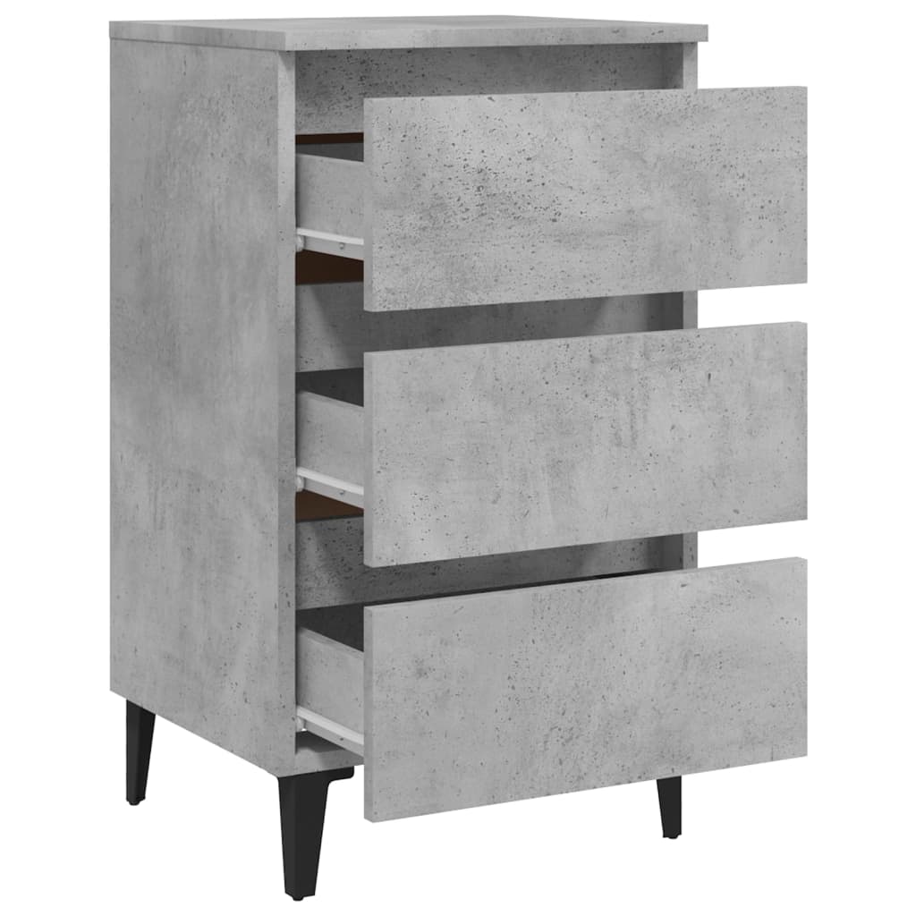 vidaXL Sängbord med metallben 2 st betonggrå 40x35x69 cm