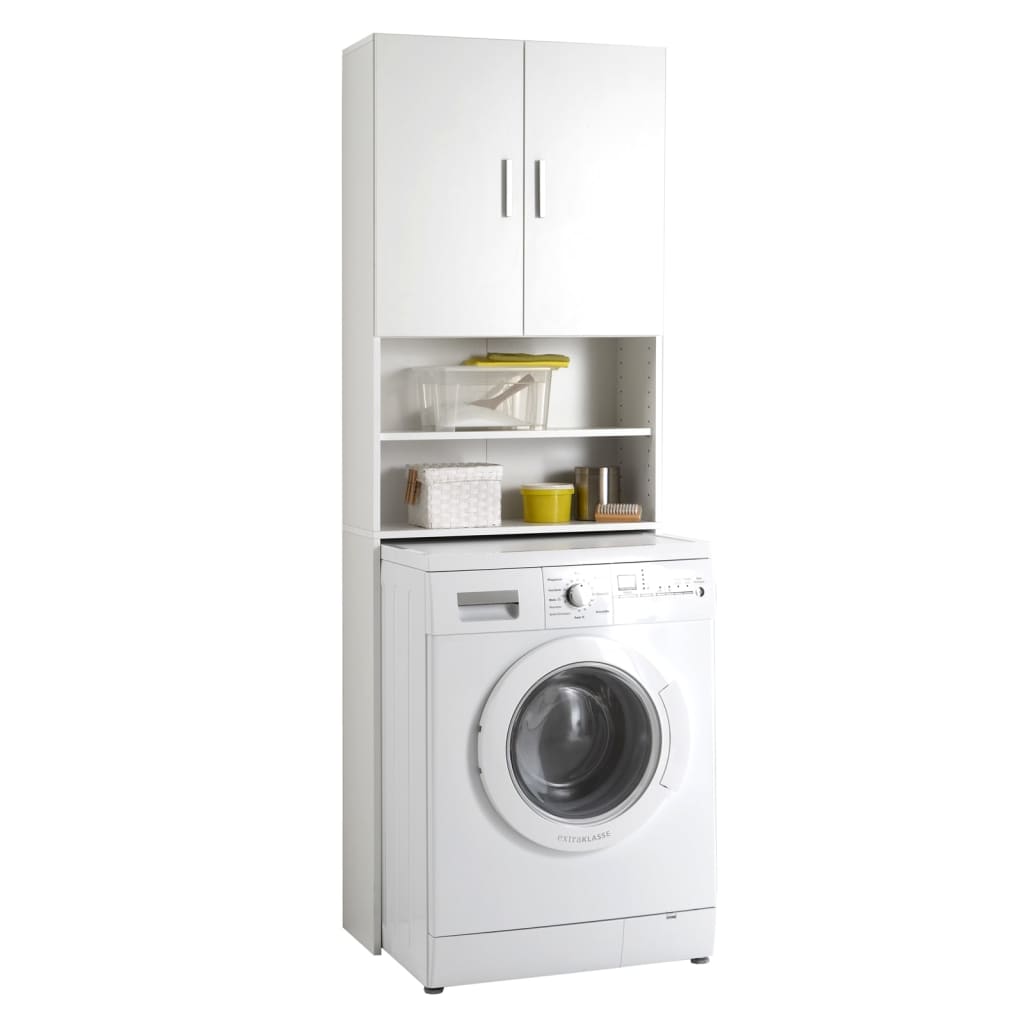 FMD Skåp för tvättmaskin med förvaring vit