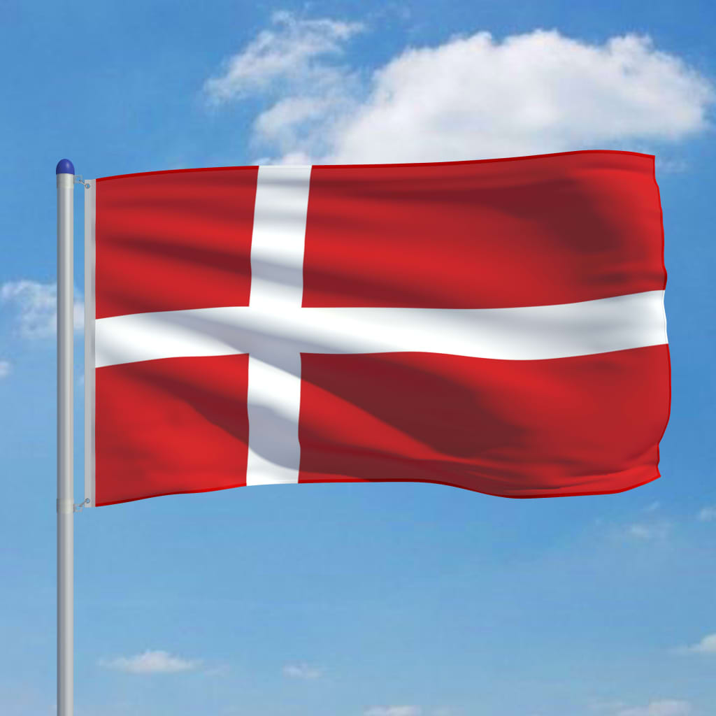 vidaXL Danmarks flagga och flaggstång i aluminium 6 m