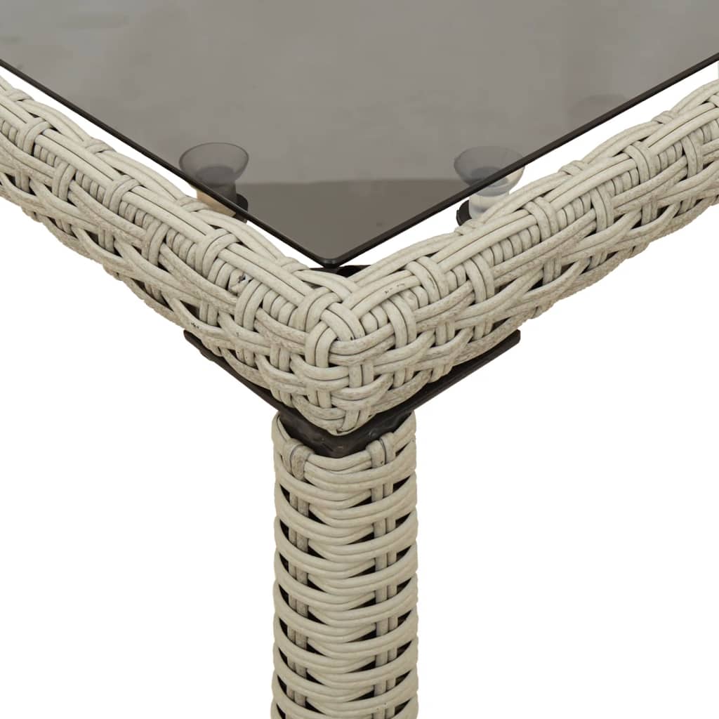 vidaXL Trädgårdsbord med glasskiva ljusgrå 115x54x74 cm konstrotting