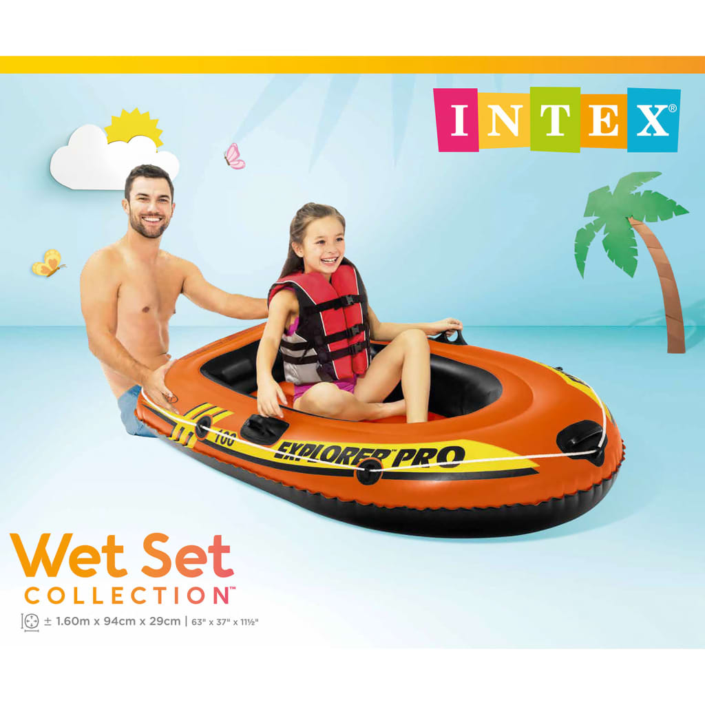 Intex Uppblåsbar båt Explorer Pro 100 160x94x29 cm 58355NP