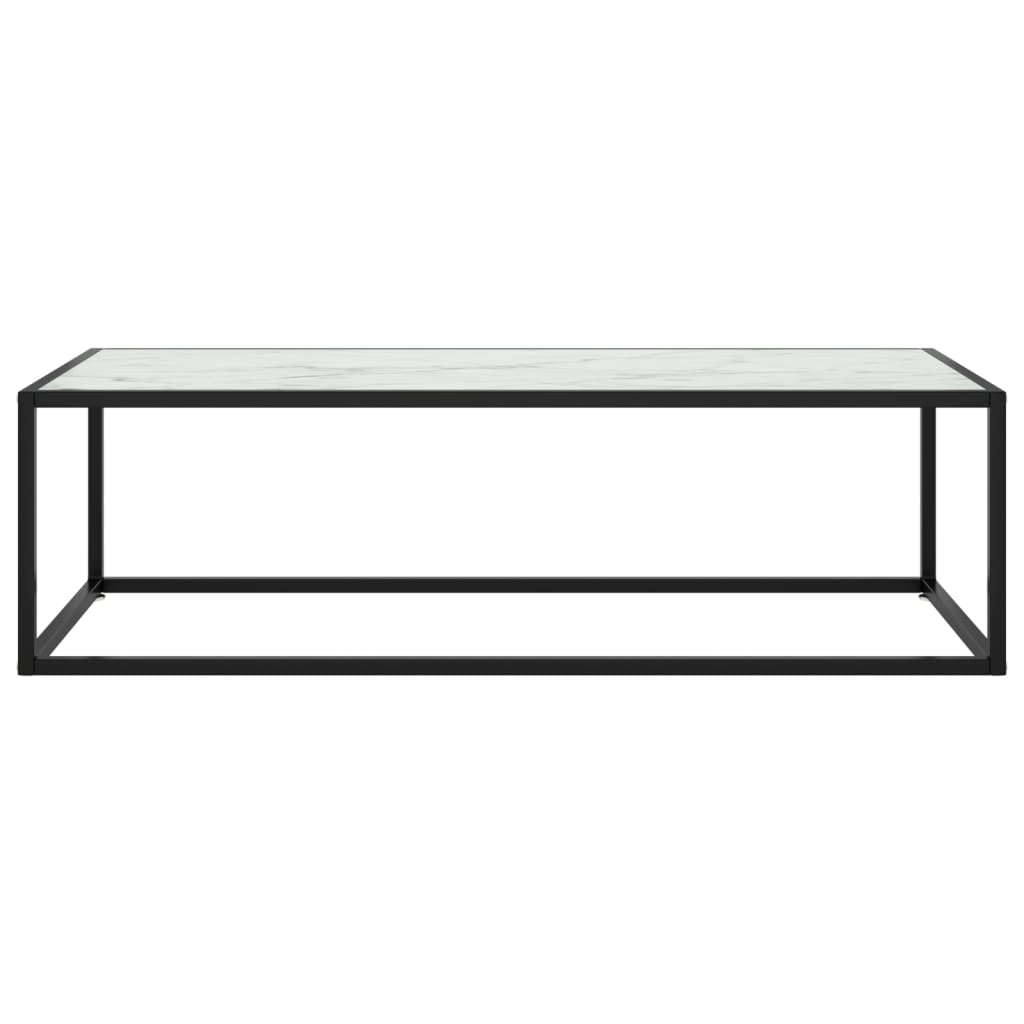 vidaXL Soffbord svart med vit marmor glas 120x50x35 cm
