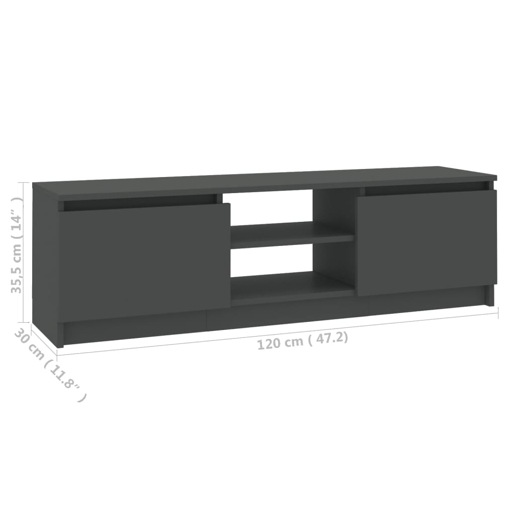 vidaXL TV-bänk grå 120x30x35,5 cm spånskiva