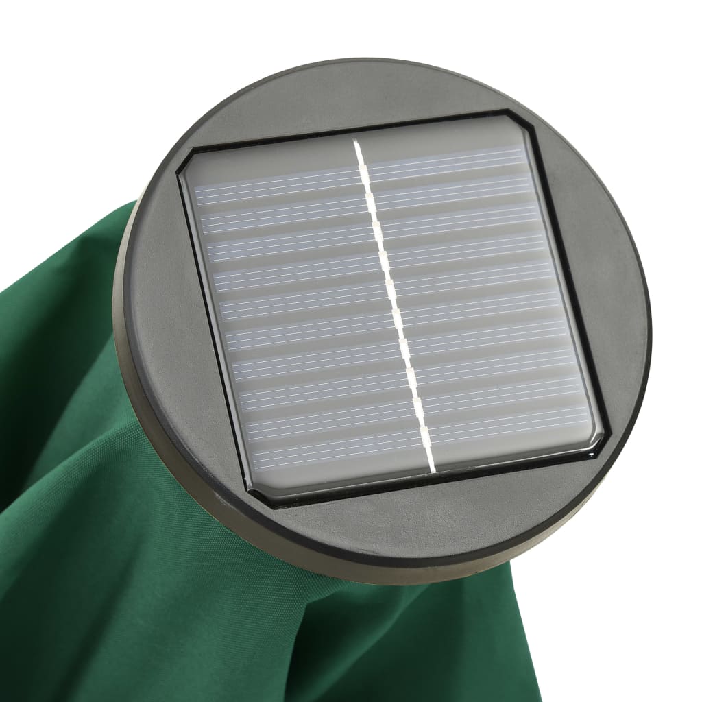 vidaXL Parasoll med LED-lampor grön 200x211 cm aluminium