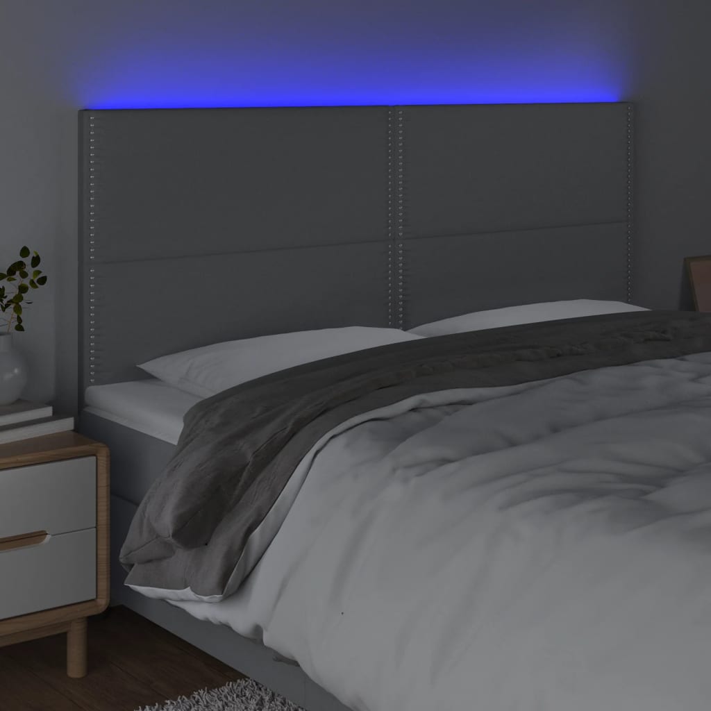 vidaXL Sänggavel LED ljusgrå 200x5x118/128 cm tyg