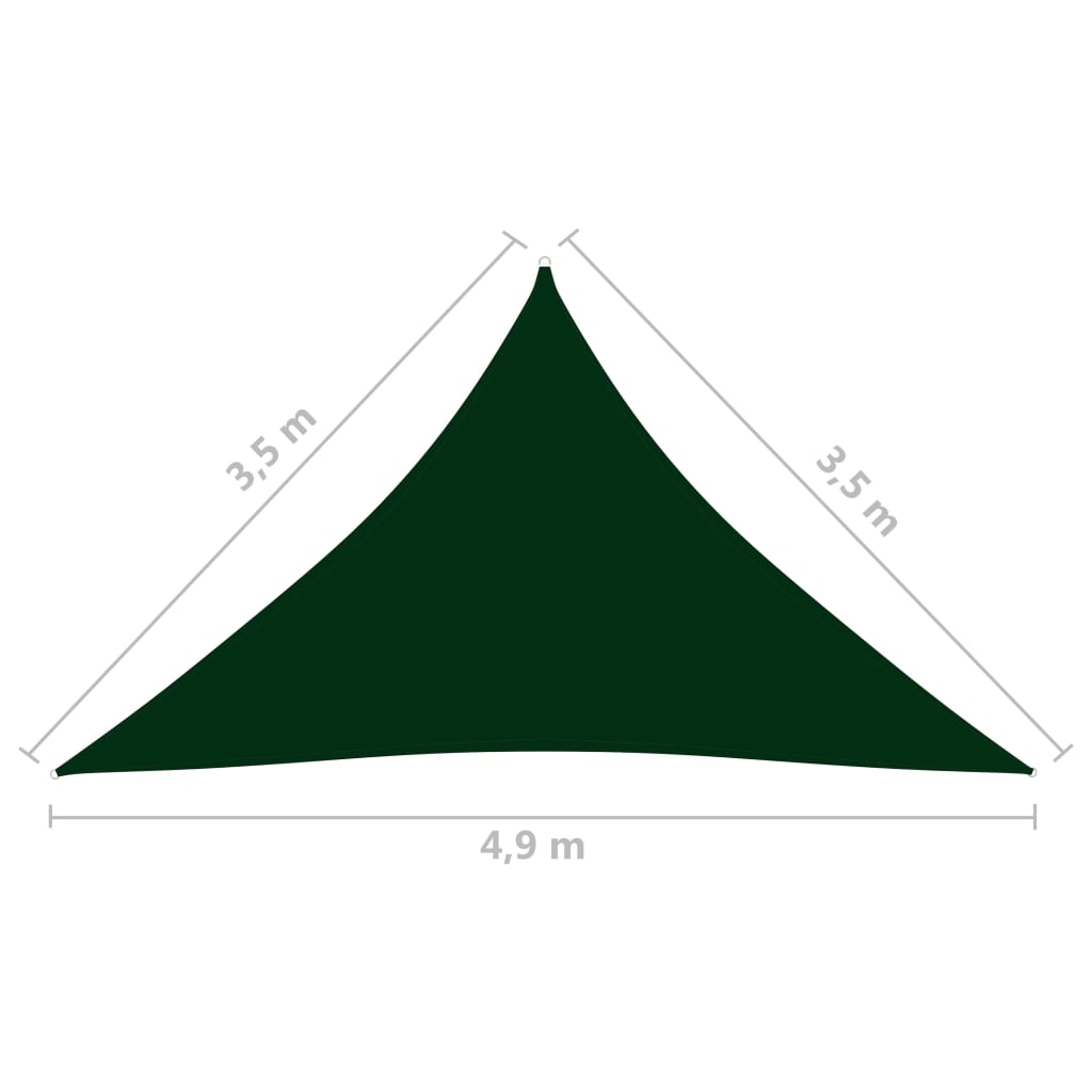 vidaXL Solsegel Oxfordtyg trekantigt 3,5x3,5x4,9 m mörkgrön