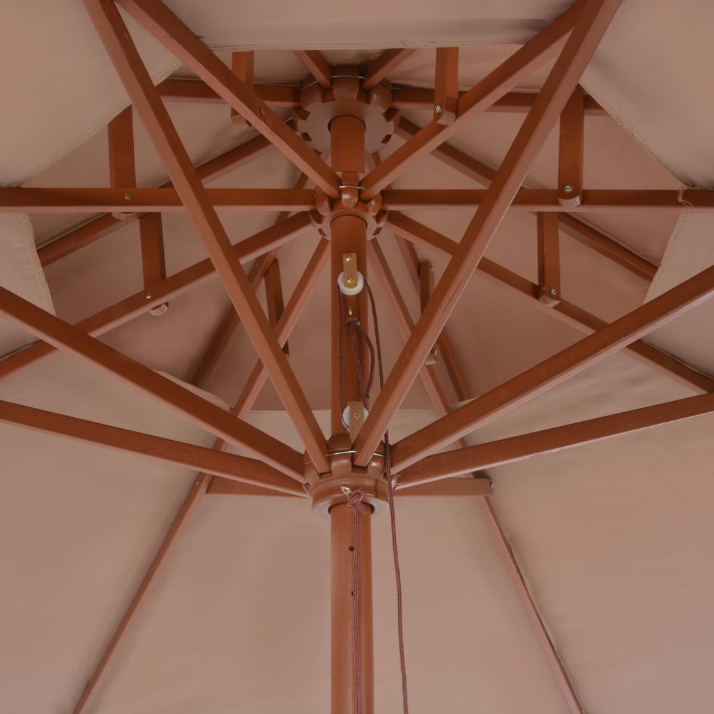 vidaXL Parasoll med två nivåer 270 cm trästång taupe