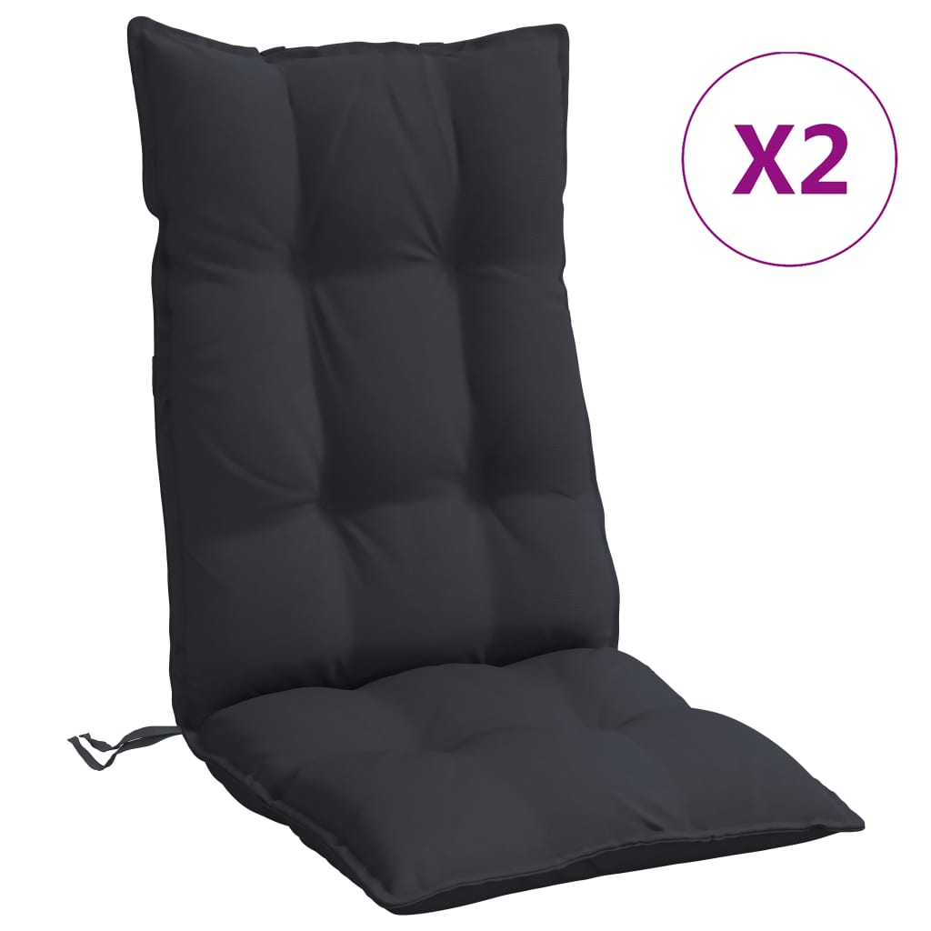 vidaXL Stolsdynor för stolar med hög rygg 2 st svart oxfordtyg