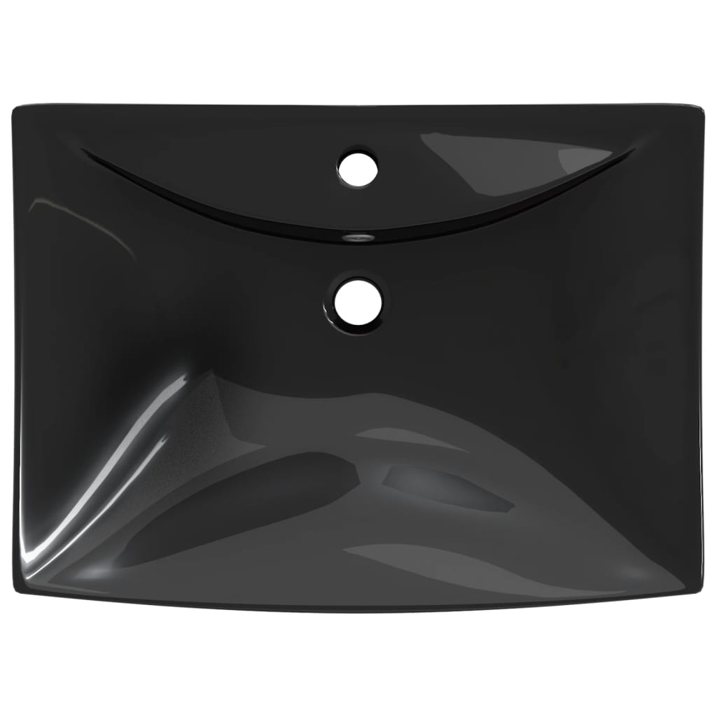 vidaXL Keramisk handfat rektangulär med överflöds- & kranhål svart