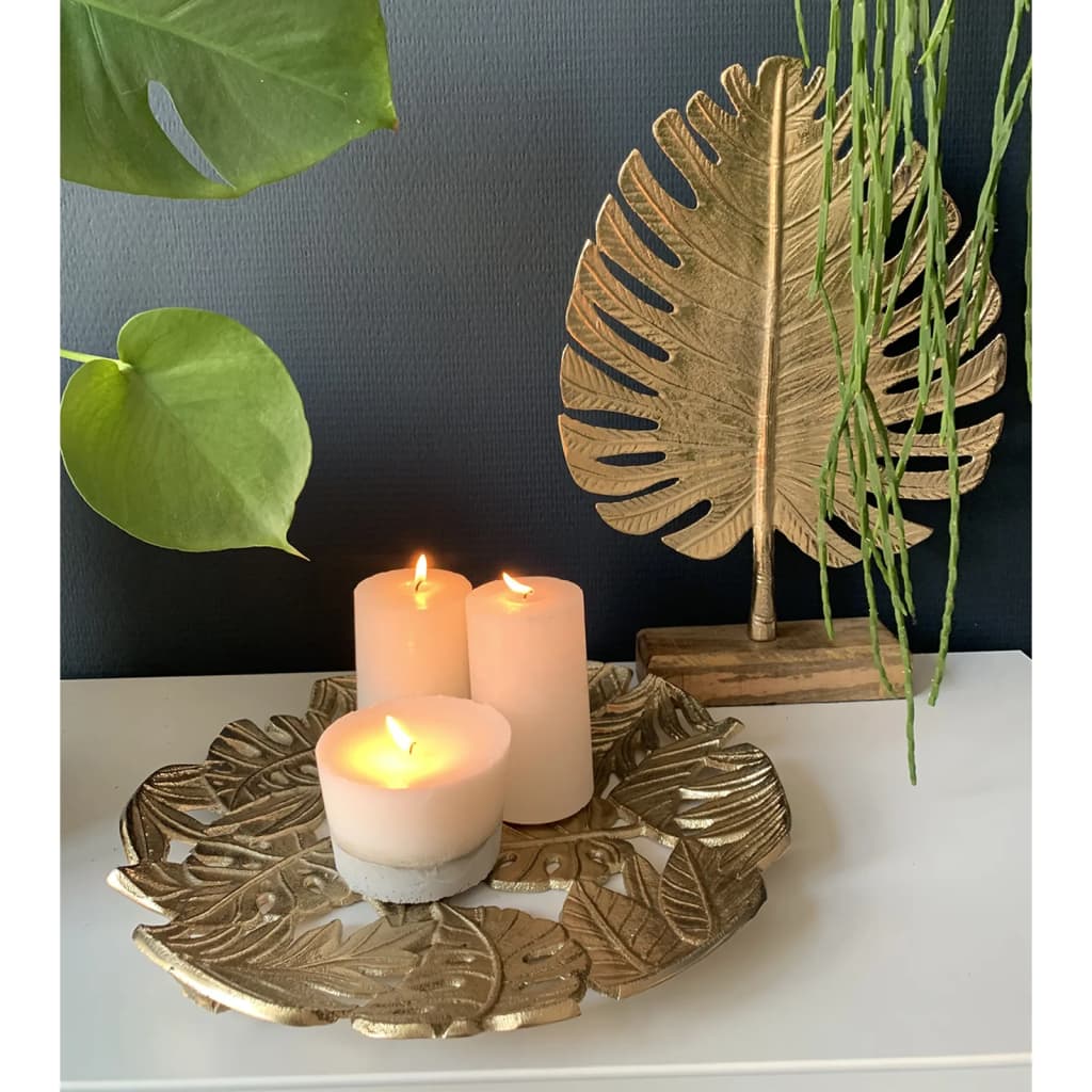 Lesli Dekorativt blad med fot guld