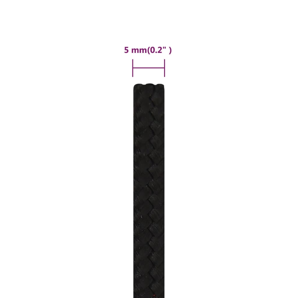 vidaXL Rep svart 5 mm 250 m polyester